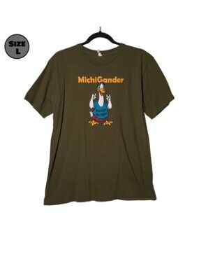 Michigander Band: Rock On Michigan USED Shirt (FADING, L, Green, Jason Singer)
